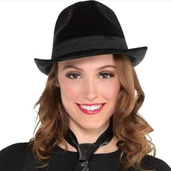 Accessories Amscan 84133 Black Fedora Hat For Adults 1 Piece Black